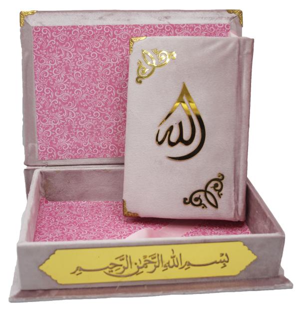 Holy Quran 13 Line Velvet Box Light Pink